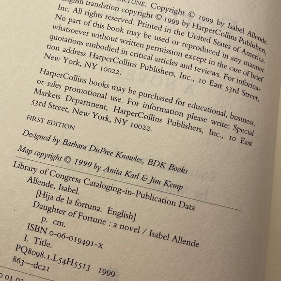 Daughter of Fortune: A Novel (1999 Hardcover, Isabel Allende) w/ Dustcover - Picture 7 of 12